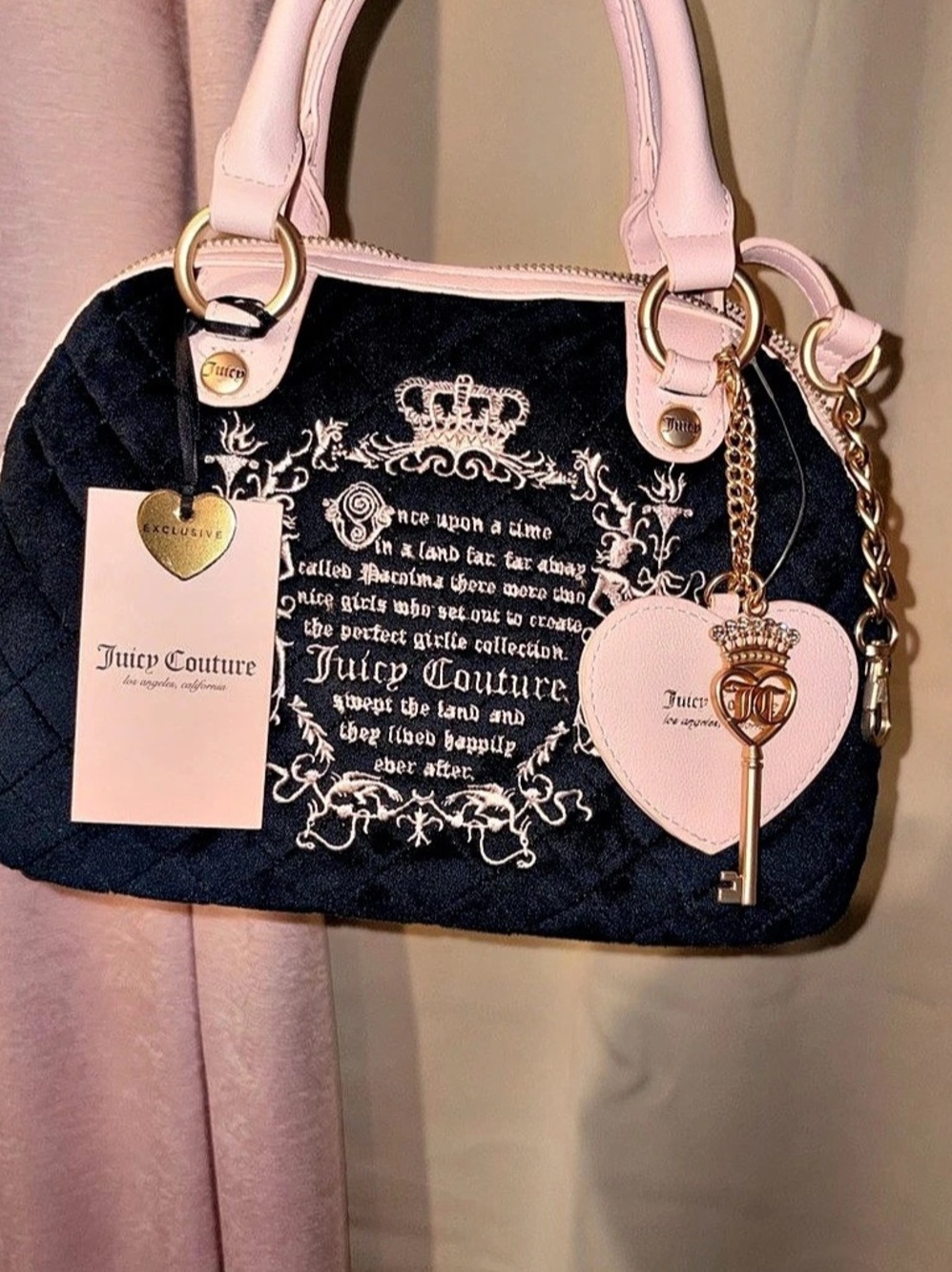 Juicy Couture Once Upon a Time Fairytale Quilted Bowler Satchel Quilted Satchel